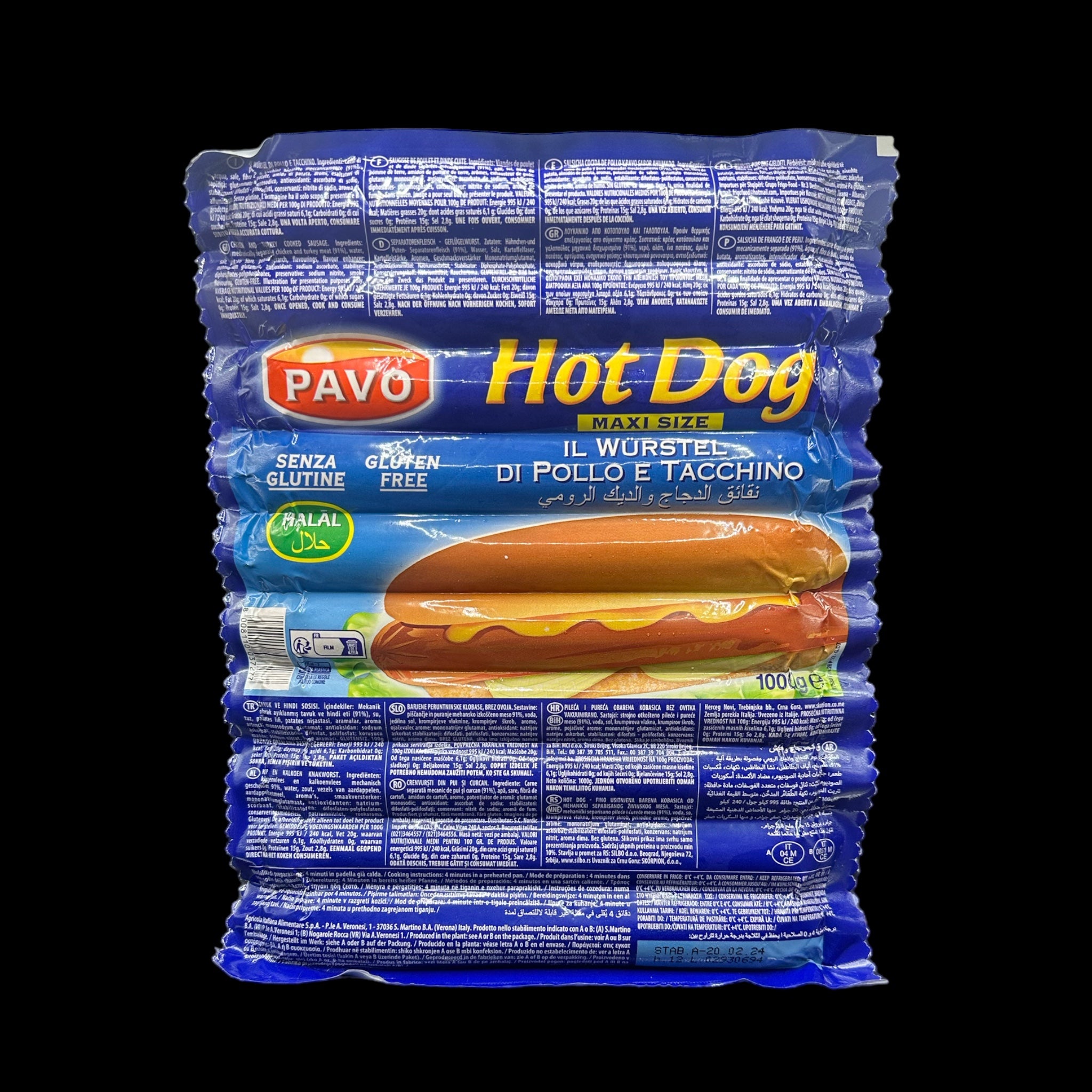 Pavo Hot Dog 1000 g